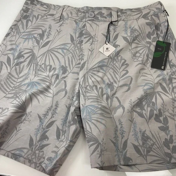 Travis Mathew Coastal Canyon Heather Light Grey Floral Shorts Mens Size 34 Chino - Picture 1 of 8